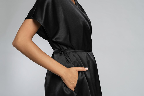 Touch Rövid ujjú fürdőköpeny Olasz divat - fekete