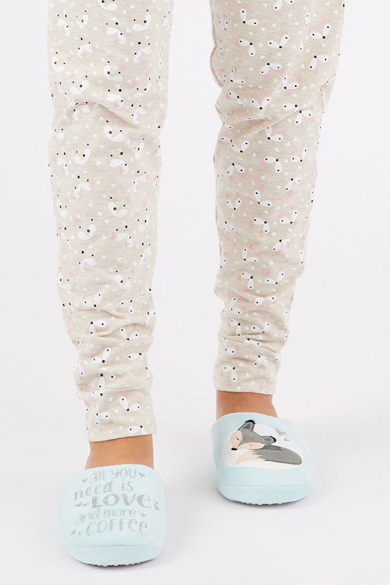 Fixy Sorbetto kék - meleg női papucs csúszásmentes talppal és nyomtatással