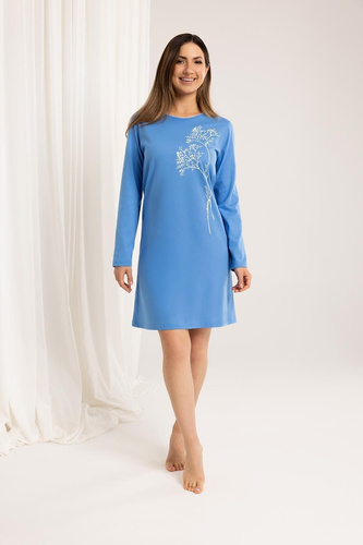 160 Hálóing Regina kék - pamut, hosszú ujjú, kényelmes és klasszikus