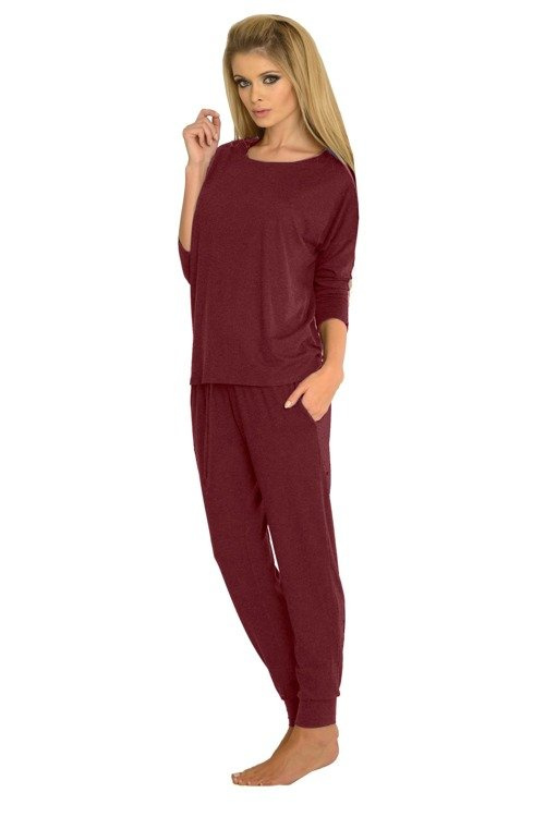 555 Paula női pizsama De Lafense - bordó színű