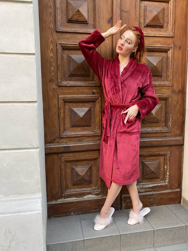 628 Abigail Long Forex női fürdőköpeny - bordó színű