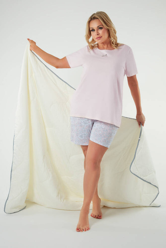 Tacoma Női rövid ujjú pizsama és rövidnadrág Italian Fashion - lazac/print