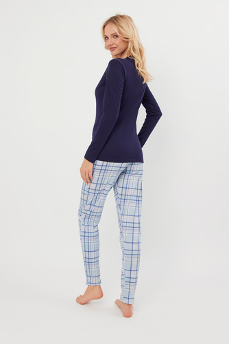 Adriana Női pizsama hosszú ujjú, hosszú nadrágos olasz divat - tengerészkék/print