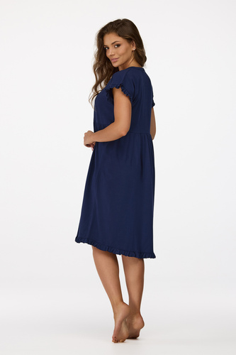 nincs. 21 Terhességi hálóing Senizo tengerészkék - 100% pamut, rövid ujjú, szoptatáshoz gombolható