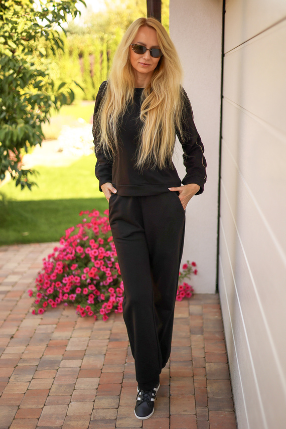 Maio női tréningruha Mirale pamut 95% pamut 5% elasztán, lengyel gyártmány - elegáns sportos szett - fekete