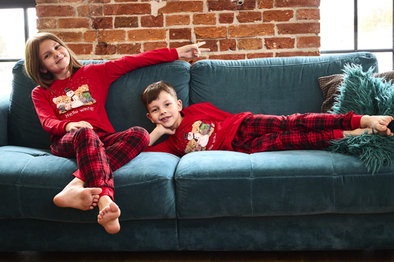 593/171 966/171 Winter Cornette fiú pizsama - karácsonyi, piros, pamut