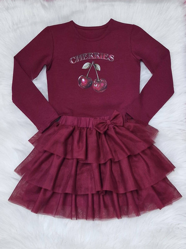 Cherries Bambarillo lány blúz gesztenyebarna - pamut, hosszú ujjú, nyomtatott