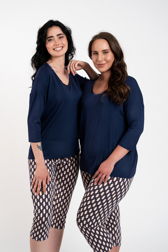 Milda Női pizsama 3/4 ujjú, 3/4 nadrág Olasz Divat