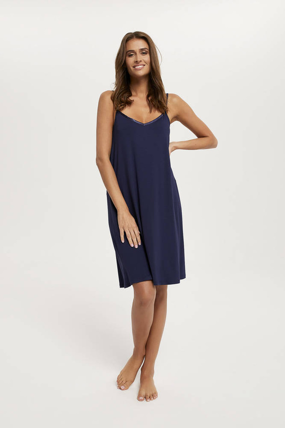 Song Női hálóing, keskeny pántos olasz divat - tengerészkék