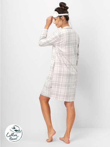 Női ing Key LND 401 világos rózsaszín - pamut flanel, hosszú ujjú, gombok