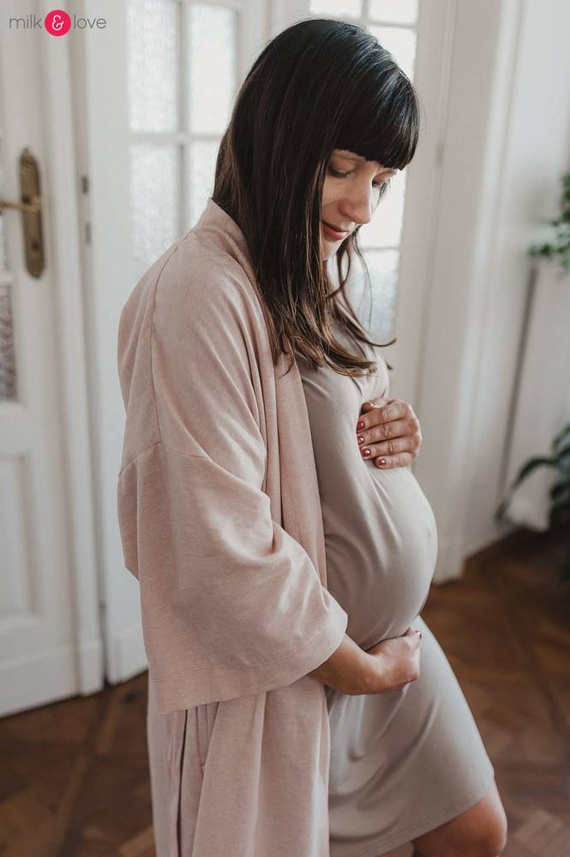 Moon bambusowa koszula nocna ciążowa i do karmienia Milk&Love beżowy