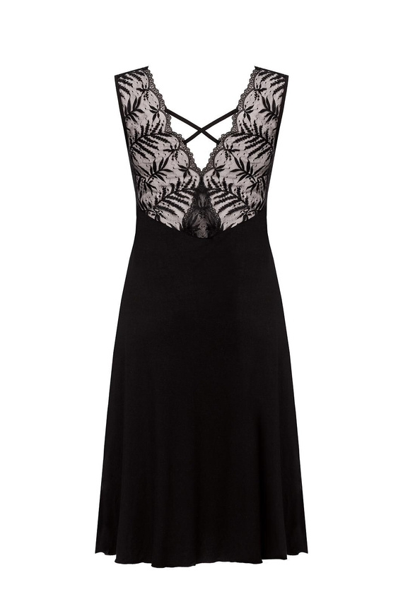 Hálóing Petra KM29 Mefemi by Nipplex fekete - viszkóz, csipke, vádlihosszúságú, vékonytalpú