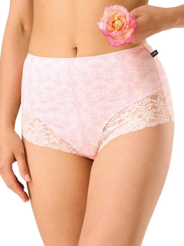 LPF 585 rózsaszín-lila női maxi bikini bugyi csipkével, 95% pamut, 5% elasztán
