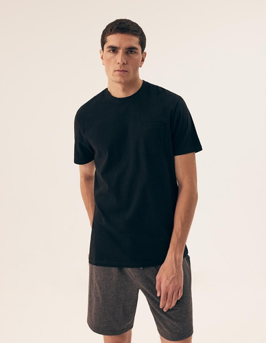 Férfi pizsama 43032 Mick Henderson fekete-pamut, rövid ujjú, dobozos, dobozos