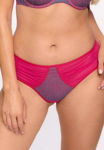 GFB 1295 Ariel Gaia brazil bugyi - fukszia-türkiz, tüll, hímzés, pamut zokni