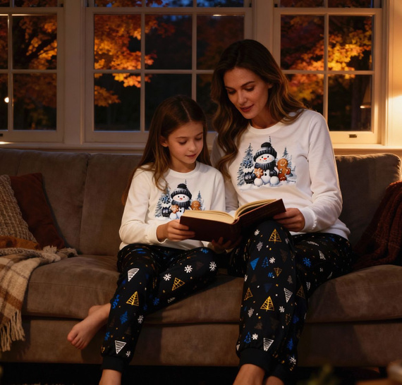 721/427 Snowy Day Női pizsama Cornette ekrü - pamut, hosszú ujjú | Meleg és kényelmes