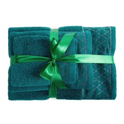 Eurofirany törölköző szett 3 részes puha nedvszívó prémium törölköző Layla dark turquoise