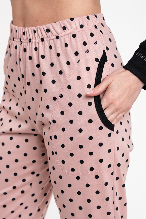 Bonilla Női pizsama hosszú ujjú, hosszú nadrág olasz divat fekete/print