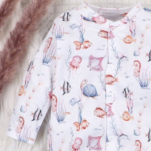 ABN-5479 Underwater World Nini baba pizsama - bio pamut, kényelmes nyomógombokkal