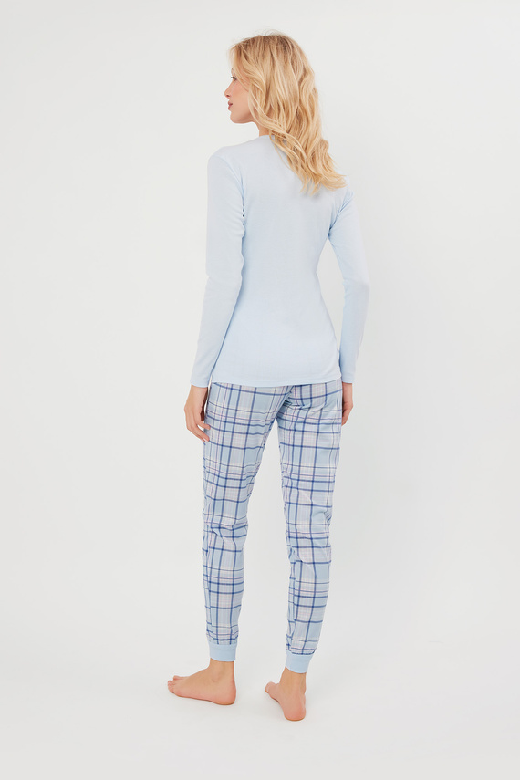 Katrin Női pizsama hosszú ujjú, hosszú nadrág olasz divat - kék/print