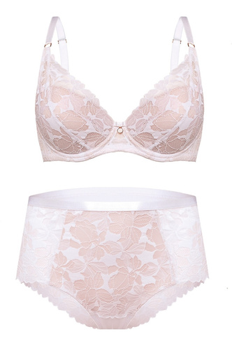 Magas szárú rövidnadrág Hanna DW56 Nipplex fehér, teljes szabás, csipke, alakformálás