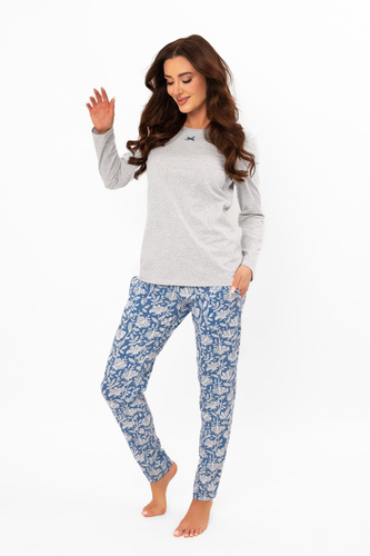 Női pizsama Boma - hosszú ujjú, hosszú nadrág, pamut Italian Fashion - melange/print