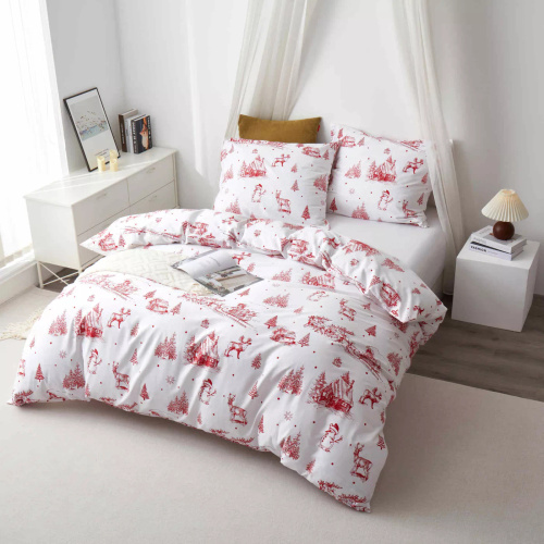 Laponia karácsonyi pamut szatén ágynemű Spod Igły i Nitki fehér piros - elegáns és puha