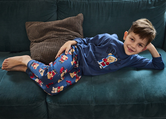 593/178 966/178 Cornette Boxer fiú pizsama | Pamut, nyomtatott, mintás nadrág, bordás mandzsettával