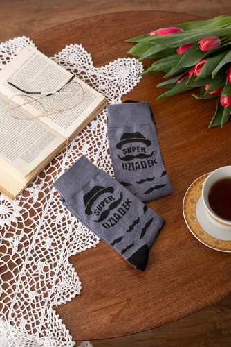 M40D Super Grandpa hosszú zokni olasz divat - grafit