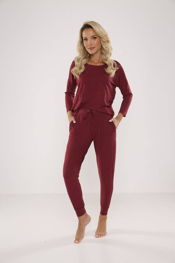 555 Paula női pizsama De Lafense - bordó színű