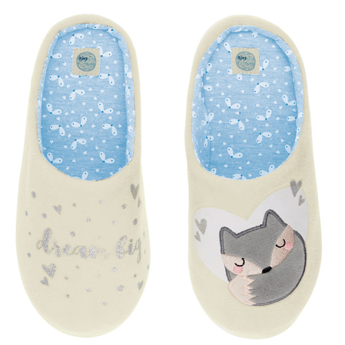 Fixy Sorbetto ecru - meleg női papucs csúszásmentes talppal és nyomtatással