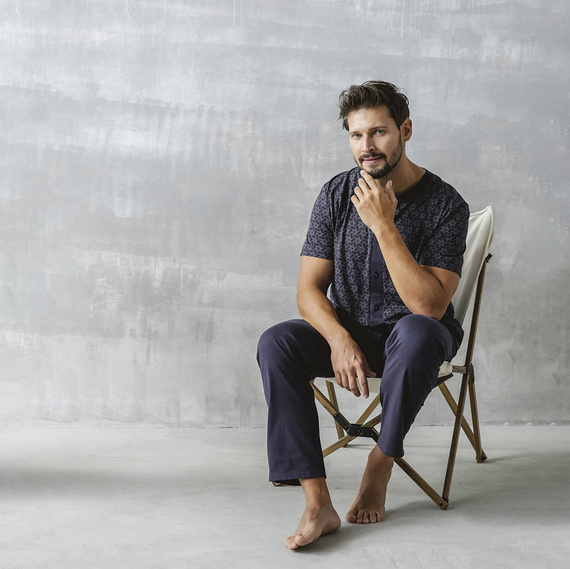 Ricardo Férfi rövid ujjú pizsama, hosszú nadrág Olasz divat - tengerészkék