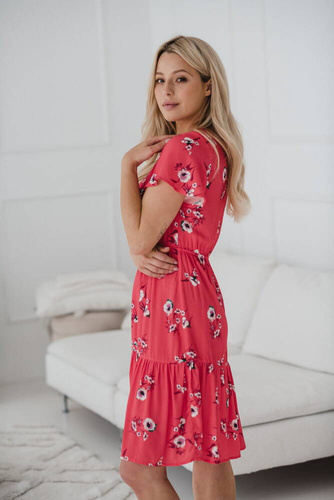 Lovely Dress sukienka ciążowa i do karmienia krótki rękaw Milk&Love koralowy