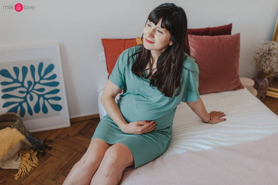 Moon bambusowa koszula nocna ciążowa i do karmienia Milk&Love beżowy