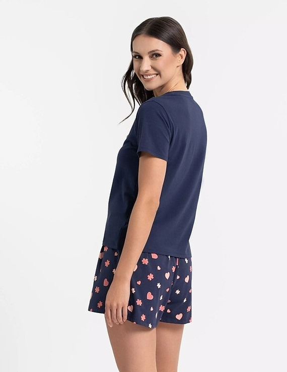 Moraj női pizsama PDD3900-020 tengerészkék pamut, rövid ujjú, rövidnadrág, rövidnadrág