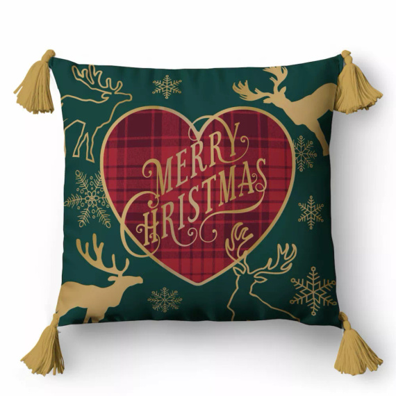 5385 Boldog karácsonyt dekoratív karácsonyi dekoratív párnahuzat Detexpol- zip