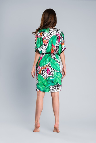 DORITA Női szatén fürdőköpeny olasz divat - print/zöld