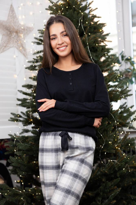 Blanche női flanel pizsama Sensis - fekete