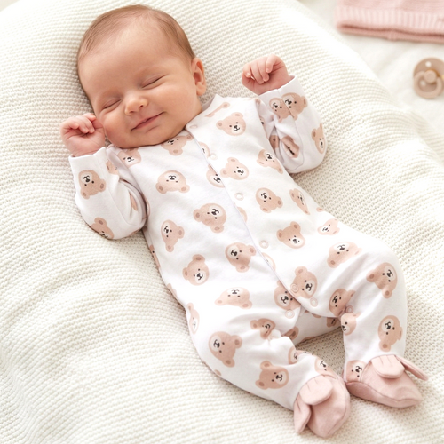 ABN-5356 Sweet Bears Nini baba pizsama | Organikus pamut, nyomógombos záródással