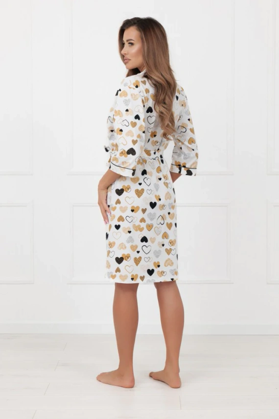 Női fürdőköpeny Soreno Italian Fashion - pamut, 3/4 ujjú, megkötve