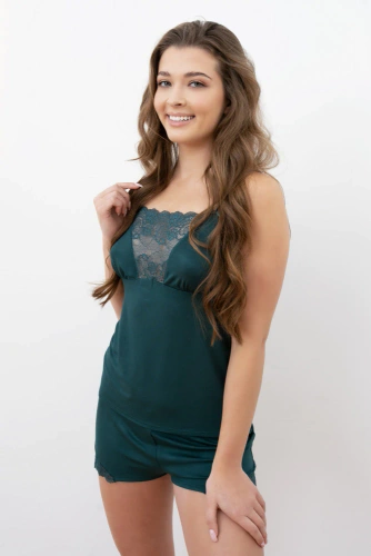 Intrika Női szűk pántos pizsama, rövid rövidnadrág olasz divat- zelona