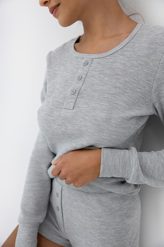 Bretagne Női pizsama Sensis szürke - hosszú ujjú és rövidnadrág