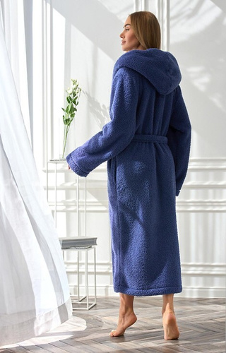 2556 Heaven Női hosszú köpeny L&L kapucnival - tengerészkék színben