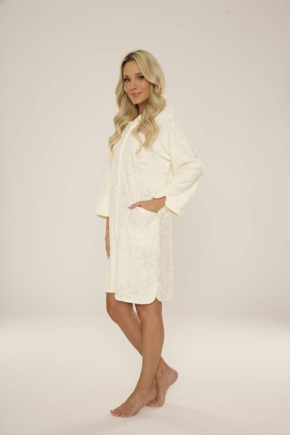 409 Jacquard rövid női fürdőköpeny De Lafense- ekrü színű