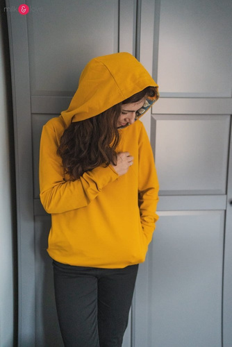 Milk Please bluza do karmienia Milk&Love z kapturem musztardowy