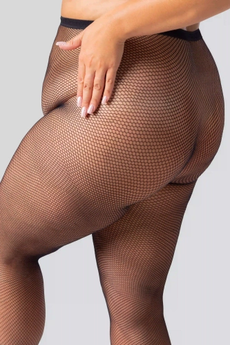 Rete Cabaret harisnyanadrág Queen Size - fekete, kis hálós, elegáns és kényelmes