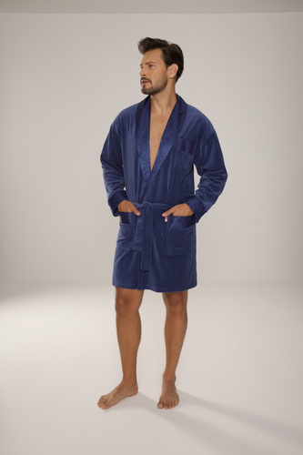 866 Noble Férfi De Lafense velúr fürdőköpeny - rövid, elegáns, pamut - denim