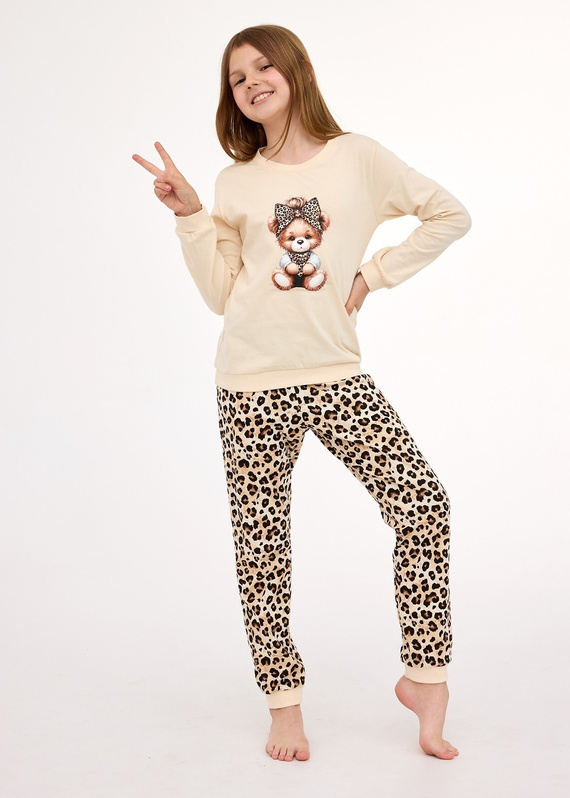 594/191, 592/191 Panther CORNETTE lány pizsama - bézs, pamut, hosszú ujjú, díszdobozban