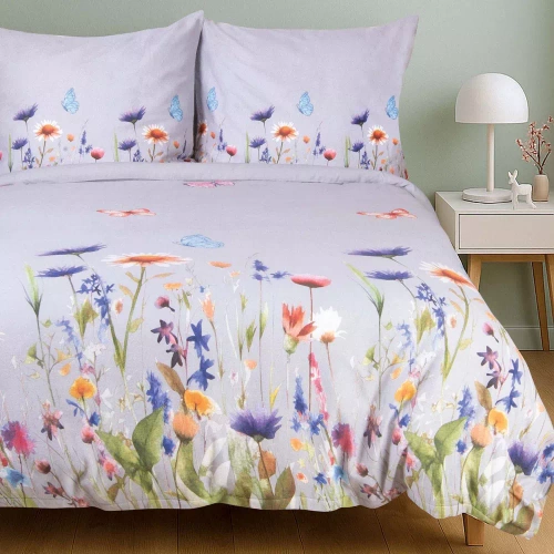 31512/2 Flannelove Darymex szürke, színes, virágos ágyneműgarnitúra, 100% pamut, meleg és puha