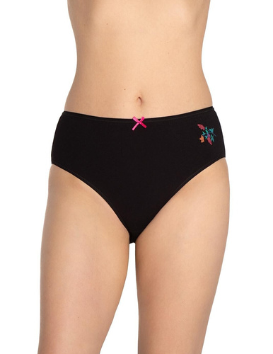 Női bugyi L-120BI-94 Lama fekete-piros-pamut, 3 csomag, kényelmes és klasszikus